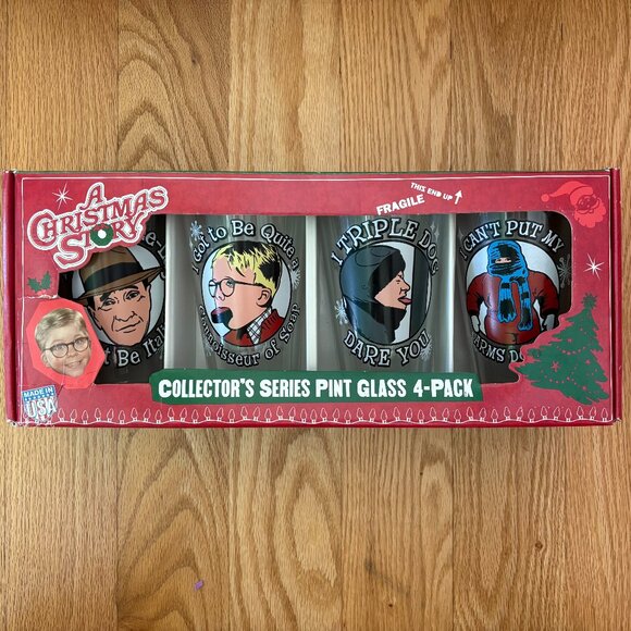 Warner Bros. Other - 🌟Host Pick🌟 NWT A Christmas Story Collector's Pint Glass 4-Pack Ralphie Old Man